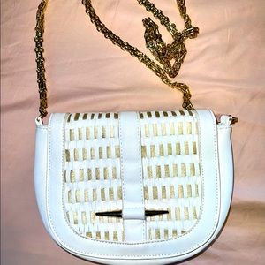 Bebe white leather and gold purse. Perfect condition!!